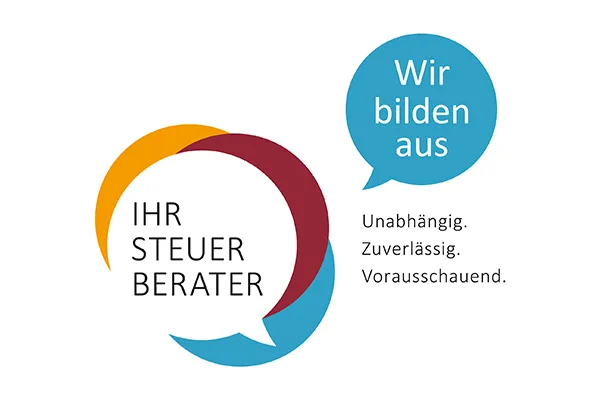 Ausbildungslogo "Wir bilden aus" in Kombination mit dem Logo "Ihr Steuerberater"